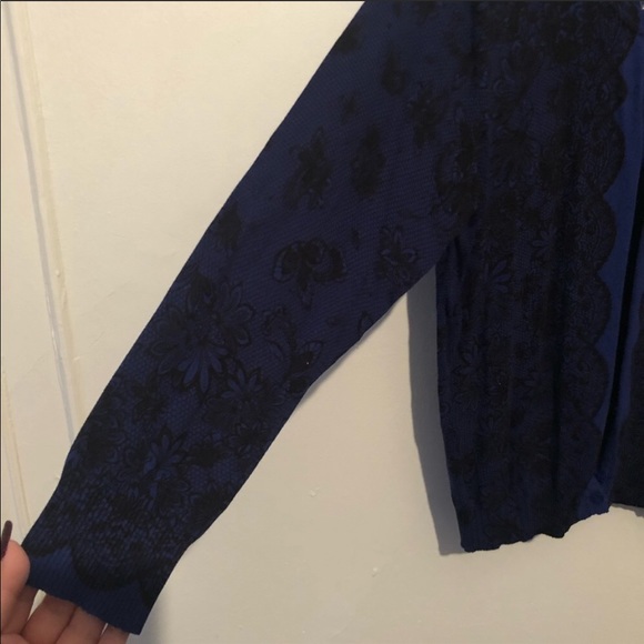 Blue button up cardigan with lace print sz XL NWT - Picture 4 of 6